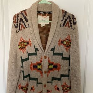 Urban Outfitters Koto Beige cardigan sweater with multi colored Navajo pattern